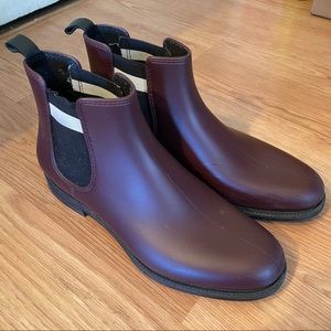 Bally rain boots in burgundy